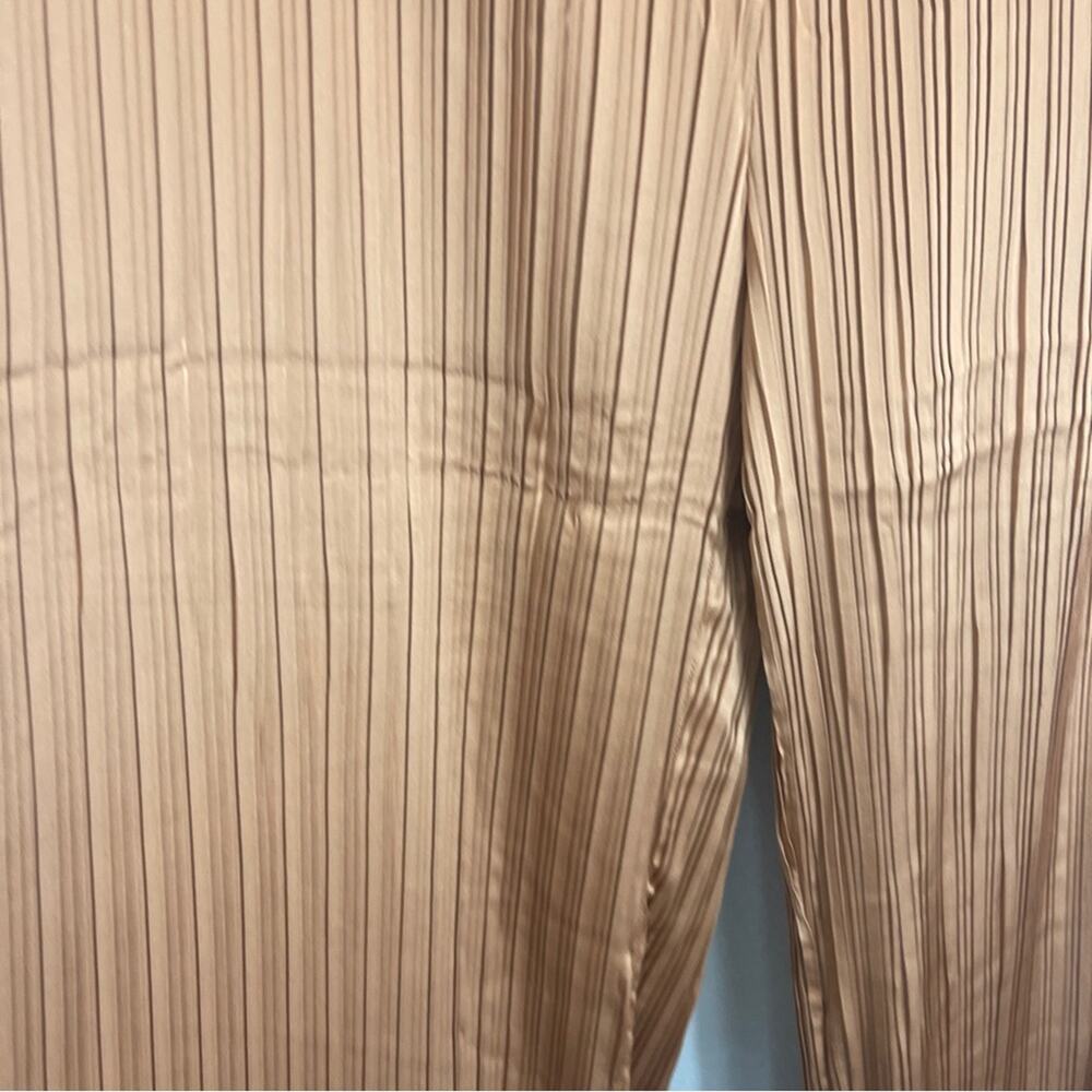 Andrea Iyamah Linea Toffee Pleated Wide-Leg Pants Peplum Waist - Picture 9 of 13